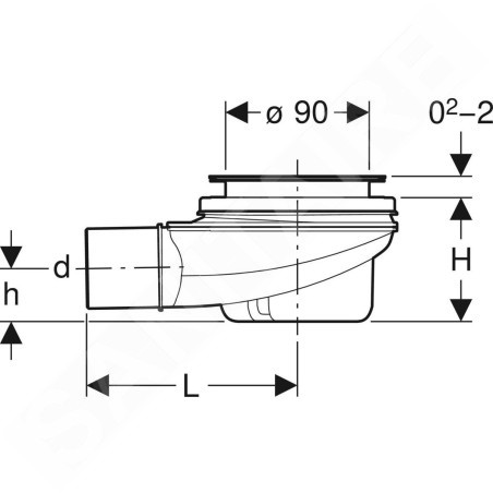 Geberit Accessoires - Bonde de receveur de douche, d90, garde d'eau 50 mm 150.550.00.1