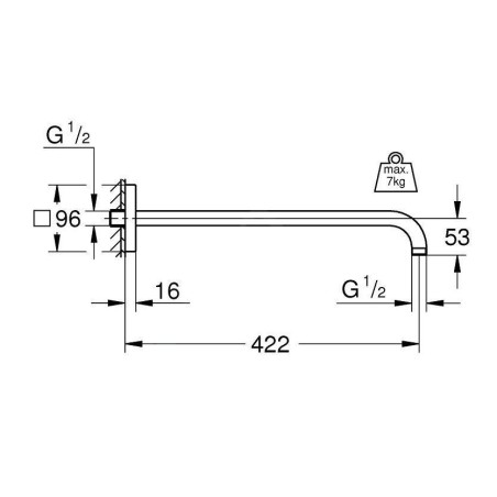 Grohe Rainshower - Bras de douche 422 mm, chrome 26145000