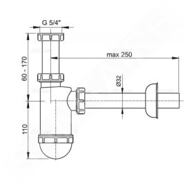 Alcadrain Siphons - Siphon de lavabo, diamètre 32 mm avec écrou de trop-plein A430