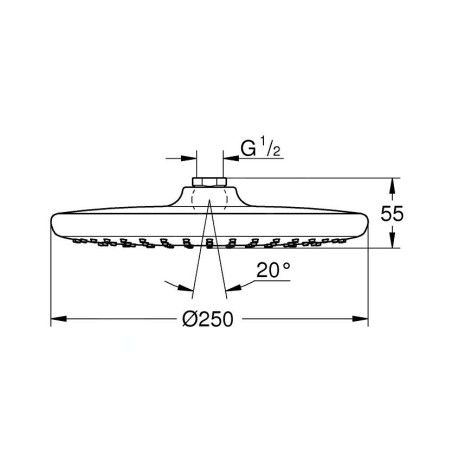 Grohe Vitalio Start - Pommeau de douche, diamètre 250 mm, 9,5 l / min, 1 jet, chrome 26815000