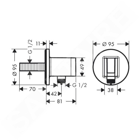 Hansgrohe Fixfit - Coude de raccordement avec support, bronze brossé 26888140