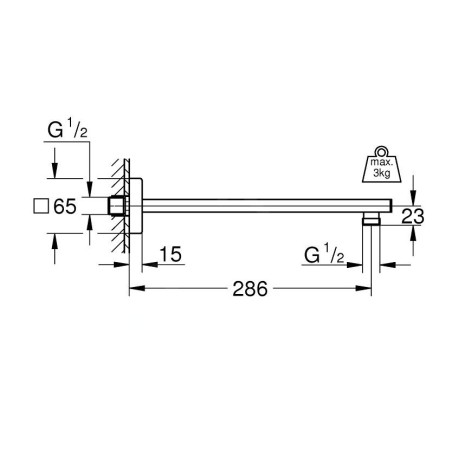 Grohe Rainshower - Bras de douche, 286 mm, chrome 27709000