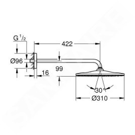 Grohe Rainshower - Douche de tête 310 Mono, 1 jet, bras de douche 422 mm, chrome 26557000