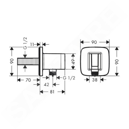 Hansgrohe Fixfit - Coude de raccordement avec support, blanc mat 26887700