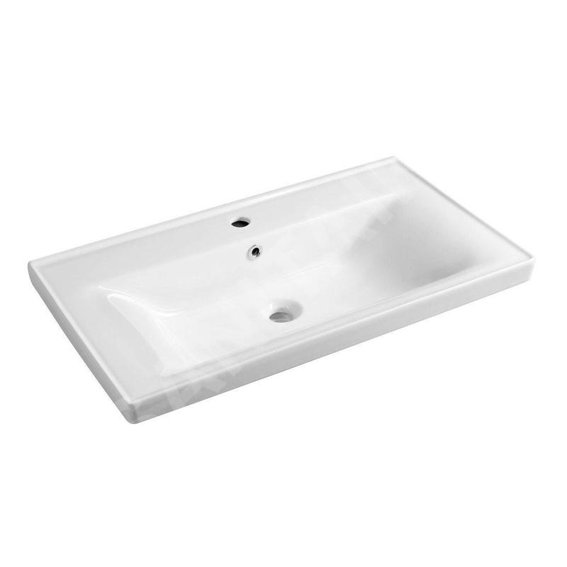 Aqualine Céramique - Lavabo Sava 800x460 mm, avec 1 trou pour robinetterie, blanc 2080 Aqualine Céramique - Lavabo Sava 800x460 mm, avec 1 trou pour robinetterie, blanc 2080