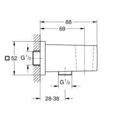 Grohe Euphoria Cube - Coude mural avec support, Hard Graphite 26370A00