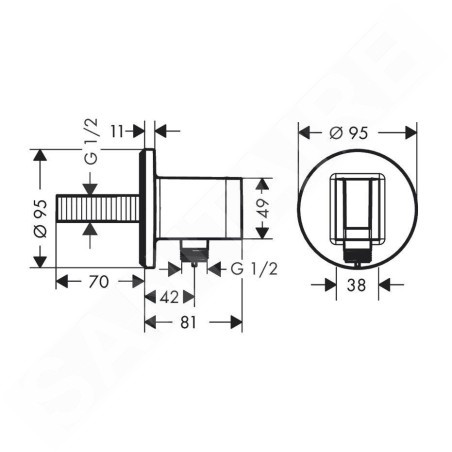 Hansgrohe Fixfit - Coude de raccordement avec support, doré 26888990