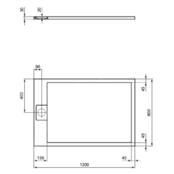 Ideal Standard i.Life - Receveur de douche 120x80 cm, Anti-Slip, blanc T5220FR