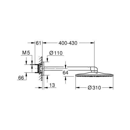 Grohe Rainshower SmartActive - Douche de tête 310, bras de douche 430 mm, 2 jets, Cool Sunrise brossé 26475GN0