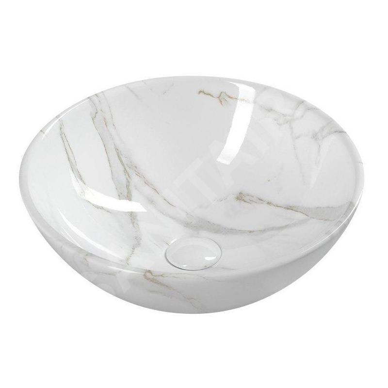 Sapho Dalma - Vasque, diamètre 420 mm, sans trop-plein, sans trou pour robinetterie, carrara MM117 Sapho Dalma - Vasque, diamètre 420 mm, sans trop-plein, sans trou pour robinetterie, carrara MM117