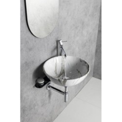 Sapho Dalma - Vasque, diamètre 420 mm, sans trop-plein, sans trou pour robinetterie, carrara MM117