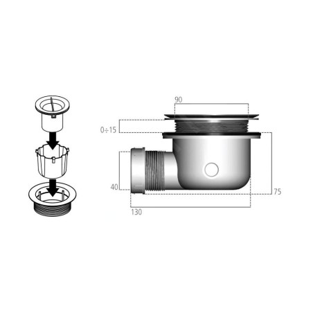 Ideal Standard Ultra Flat S - Garniture d'évacuation pour baignoire de douche Ultraflat S, chrome K936367