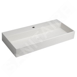 Sapho Quadrado - Lavabo à poser 960x440 mm, sans trop-plein, 1 trou de robinetterie, grès blanc AR467