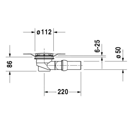 Duravit Accessoires - Garniture de vidage pour receveurs de douche, sortie horizontale, chrome 790263000000000
