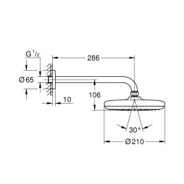 Grohe Tempesta - Douche de tête 210, 1 jet, bras de douche 286 mm, chrome 26411000