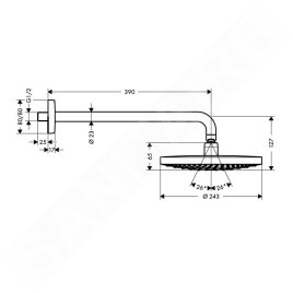 Hansgrohe Raindance Select S - Douche de tête 240, 2 jets, EcoSmart 9l/min, bras de douche 390 mm, chrome 26470000