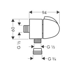 Hansgrohe Coudes - Raccordement du flexible Fixfit E Stop avec robinet d’arrêt, chrome 27452000