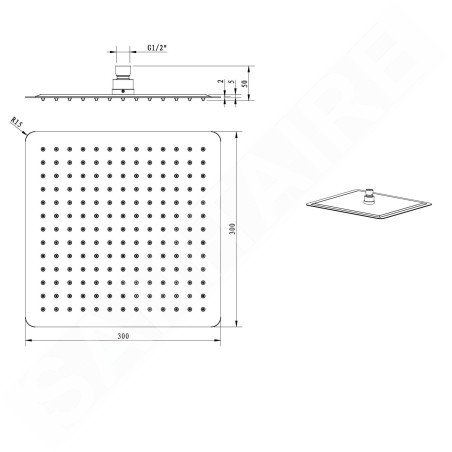 Sapho Slim - Douche de tête, 300x300 mm, noir/inox SL101