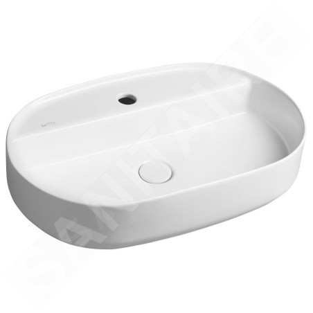 Sapho Isvea - Lavabo à poser 60x40 cm, trou pour robinet, blanc mat 10NF65060-2L