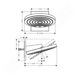 Hansgrohe Pulsify S - Douche de tête 260 avec raccordement, 2 jets, EcoSmart, noir mat 24151670