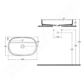 Sapho Isvea - Lavabo à poser 60x40 cm, trou pour robinet, noir mat 10NF65060-2N
