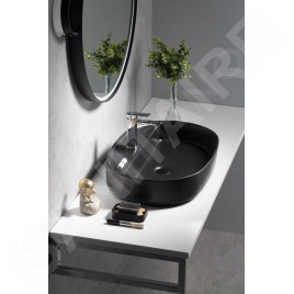 Sapho Isvea - Lavabo à poser 60x40 cm, trou pour robinet, noir mat 10NF65060-2N