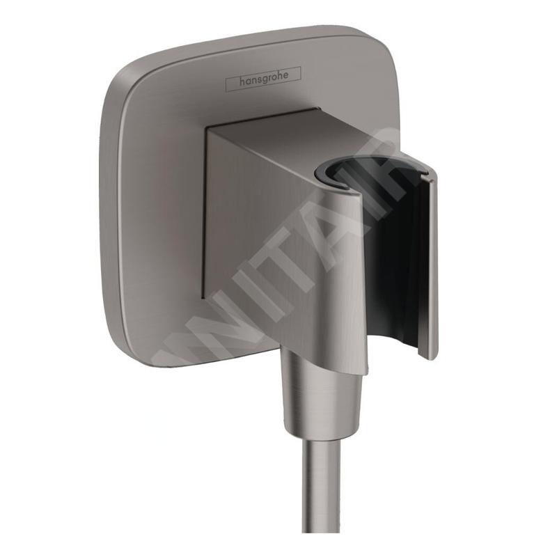 Hansgrohe Fixfit - Coude de raccordement avec support, chrome noir brossé 26887340