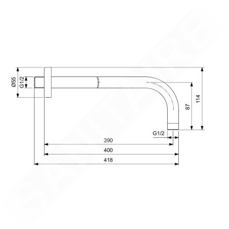 Ideal Standard ALU+ - Bras de douche 400 mm, noir B9445XG