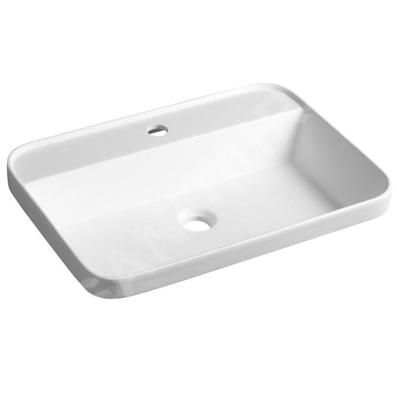 Sapho Lavabos - Vasque à poser 55x39 mm, sans trop-plein, trou de robinetterie, blanc mat BE755 Sapho Lavabos - Vasque à poser 55x39 mm, sans trop-plein, trou de robinetterie, blanc mat BE755