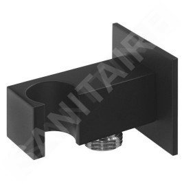 Sapho Accessoires - Coude de raccordement avec support, anguleux, noir mat SG303NE