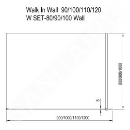 Ravak Walk-In - Paroi de douche Walk-in Wall 110, 1100x2000 mm, noir/verre transparent GW9WD0300Z1