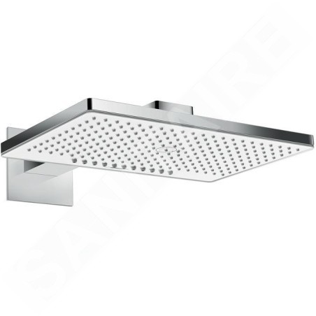 Hansgrohe Rainmaker Select - Douche de tête 460, 2 jets EcoSmart 9l/min, bras de douche 460 mm, blanc/chrome 24015400