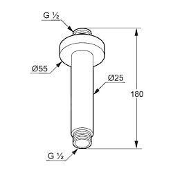 Kludi A-Qa - Bras de douche de plafond 150 mm, chrome 6651505-00