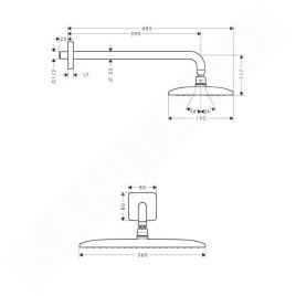 Hansgrohe Raindance New - Douche de tête E 360 Air 1jet avec bras de douche 390 mm, chrome 27376000