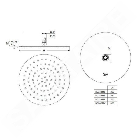 Ideal Standard Idealrain - Douche de tête LUXE, diamètre 300 mm, inox B0385MY