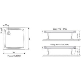 Ravak Galaxy Pro Flat - Receveur de douche Perseus Pro-90 Flat, 900x900 mm, blanc XA037711010