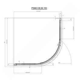 Ravak Pivot - Cabine de douche quart de cercle PSKK3-90, 870-895 mm, cadre noir/verre clair 37677300Z1