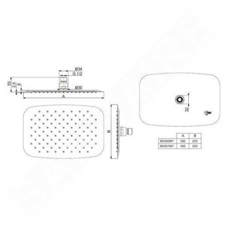 Ideal Standard Idealrain Cube - Douche de tête LUXE, 300x200 mm, inox B0390MY