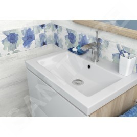 Cersanit Como - Lavabo 80x45 cm, avec trop-plein, trou pour robinetterie, blanc K32-004-BOX
