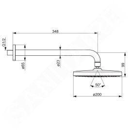 Hansa Basicjet - Douche de tête 200 mm, bras de douche 350 mm, noir mat 4436010033