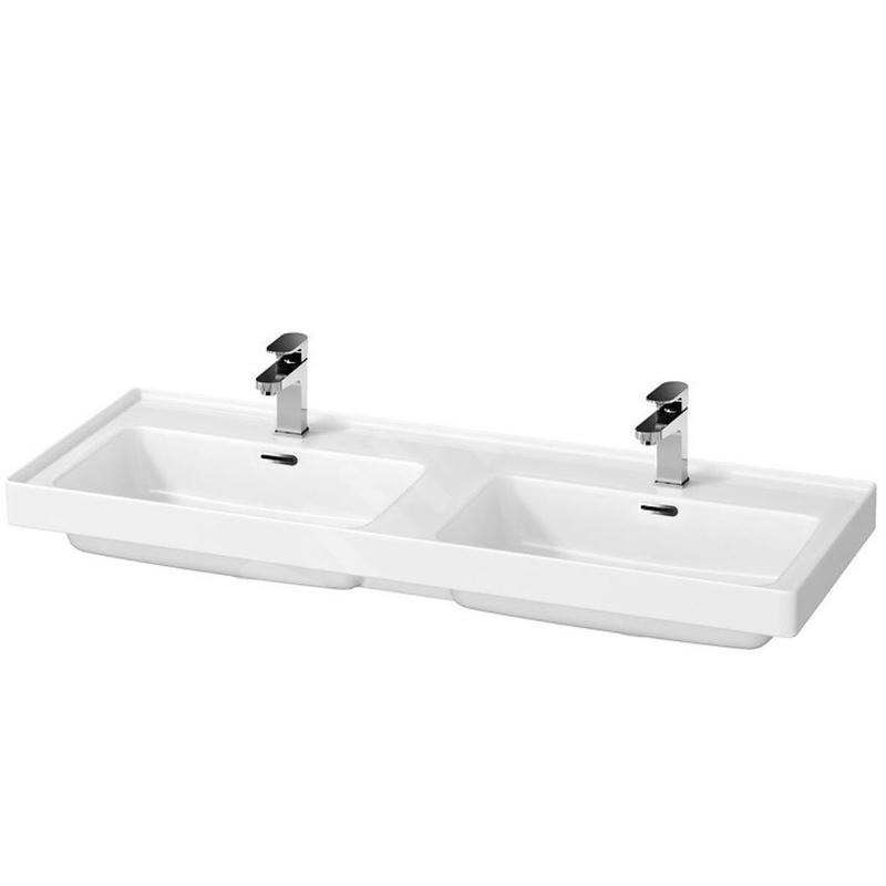 Cersanit Crea - Lavabo double 121x46 cm, avec trop-plein, 2 trous pour robinetterie, blanc K673-006 Cersanit Crea - Lavabo double 121x46 cm, avec trop-plein, 2 trous pour robinetterie, blanc K673-006