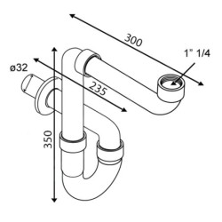 Sapho Omp Tea Siphons - Siphon de lavabo, encombrement réduit, chrome 126.013.5H
