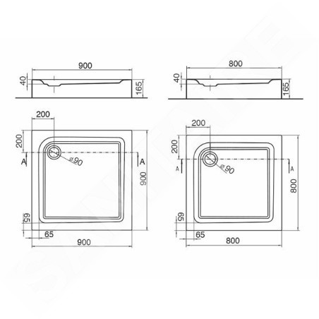 Kolo First - Receveur de douche en acrylique, 900x900 mm, blanc XBK1690000