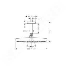Hansgrohe Raindance Select E - Douche de tête 300, 2 jets, bras de douche 100 mm, chrome 27384000