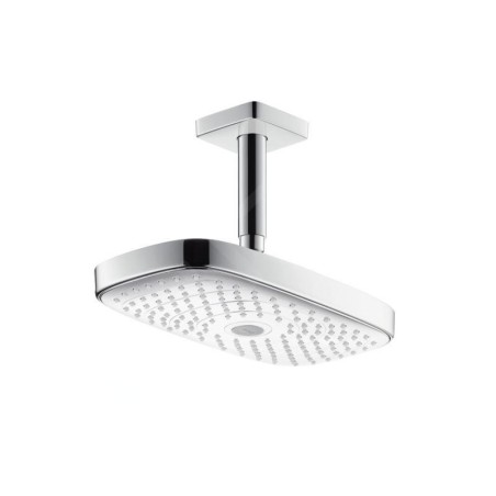 Hansgrohe Raindance Select E - Douche de tête 300 2 jets avec arrivée depuis le plafond 100 mm, EcoSmart, blanc/chrome 26608400