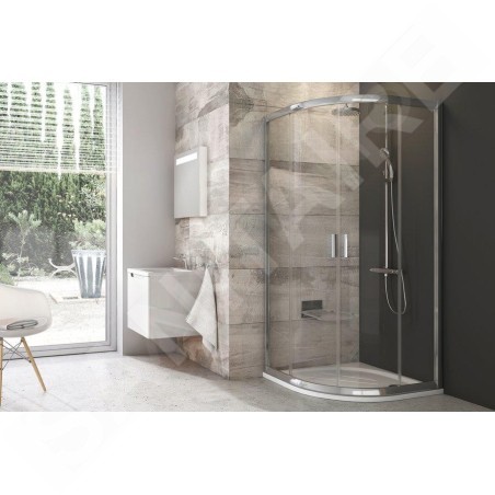 Ravak Blix - Cabine de douche quart de rond BLCP4-90, 880-900 mm, aluminium brillant/verre transparent 3B270C00Z1