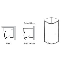 Ravak Pivot - Cabine de douche quart de rond PSKK3-100, 970-995 mm, verre satiné/clair 376AAU00Z1