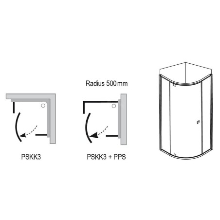 Ravak Pivot - Cabine de douche quart de rond PSKK3-100, 970-995 mm, verre satiné/clair 376AAU00Z1
