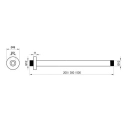 Ravak Douches - Sortie de plafond, longueur 500 mm, chrome X07P180