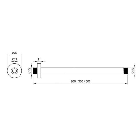 Ravak Douches - Sortie de plafond, longueur 500 mm, chrome X07P180